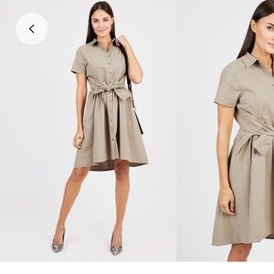 Hayes brown Pinstripe tie waist trench dress